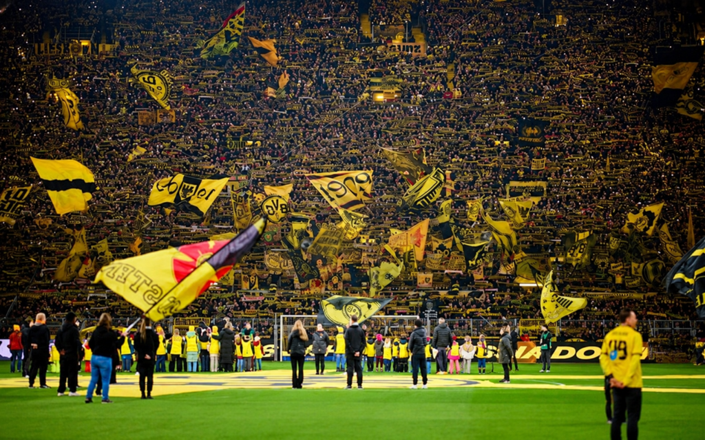 The Yellow Wall at Signal Iduna Park creates Dortmund's famous electric atmosphere