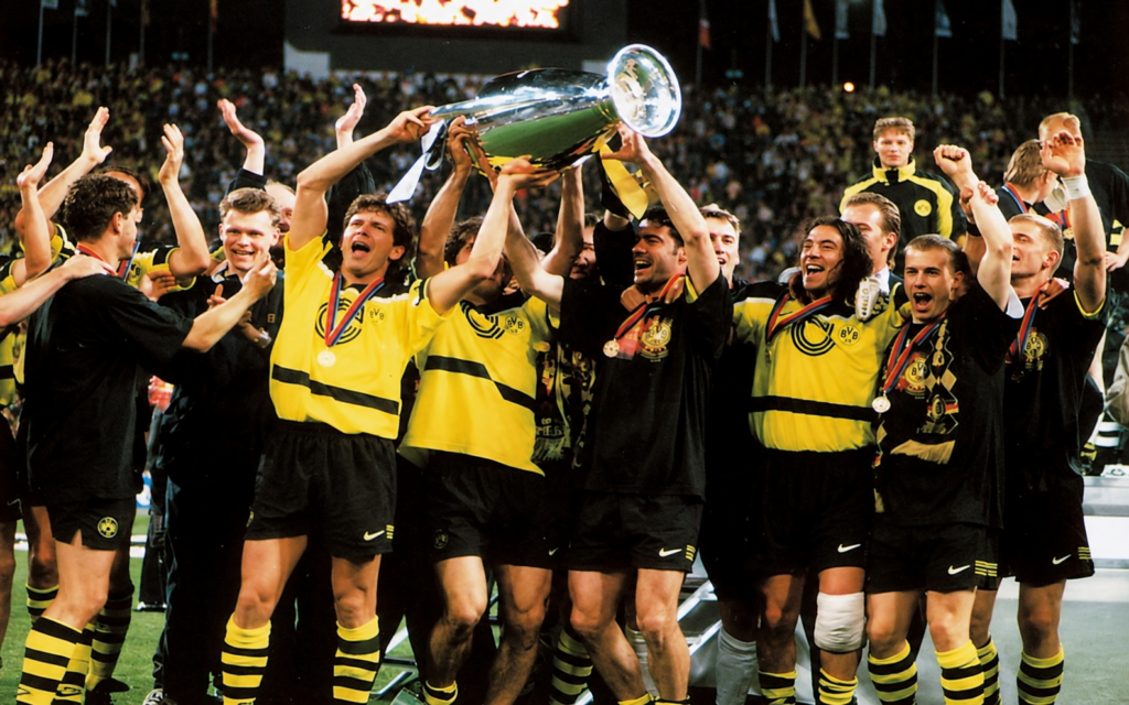 Dortmund lifted the 1997 Champions League trophy after a 3–1 victory over Juventus